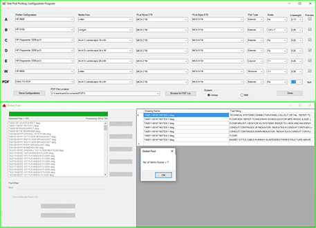 Global Find and One Pick Plot Configurations Global Find and One Pick Plot Configurations